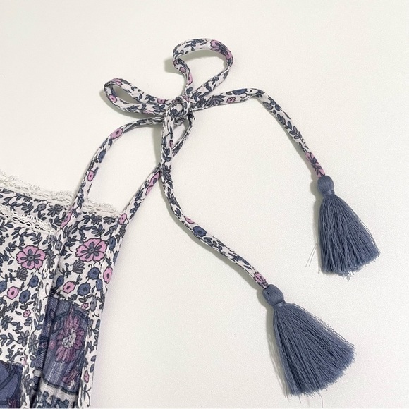 NWT Lucky Brand Tiered Mixed Floral Print Tassel Tie Strap Boho Sundress Small - Picture 12 of 16